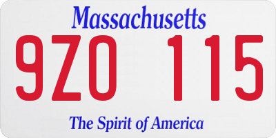 MA license plate 9ZO115
