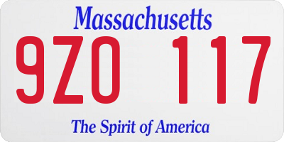 MA license plate 9ZO117