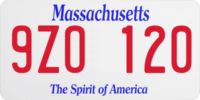MA license plate 9ZO120