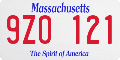 MA license plate 9ZO121