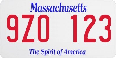 MA license plate 9ZO123