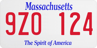 MA license plate 9ZO124