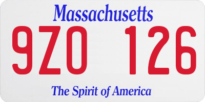 MA license plate 9ZO126