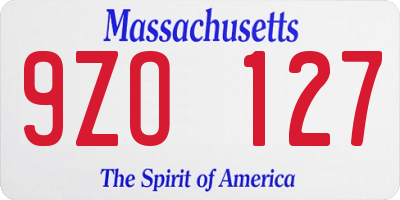 MA license plate 9ZO127