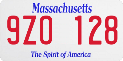 MA license plate 9ZO128