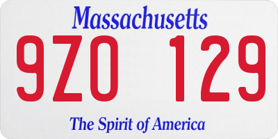 MA license plate 9ZO129