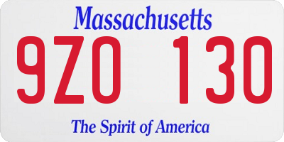 MA license plate 9ZO130