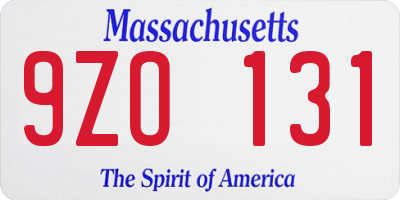 MA license plate 9ZO131