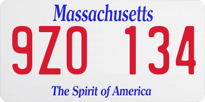 MA license plate 9ZO134