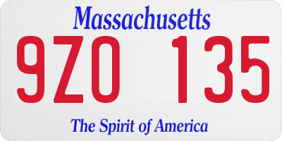 MA license plate 9ZO135