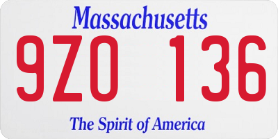 MA license plate 9ZO136