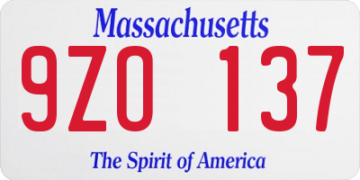 MA license plate 9ZO137