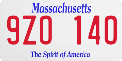 MA license plate 9ZO140