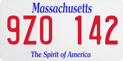 MA license plate 9ZO142