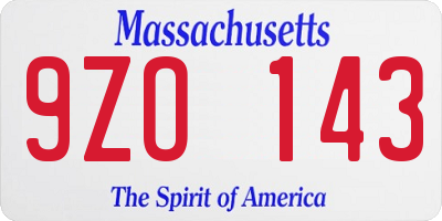 MA license plate 9ZO143