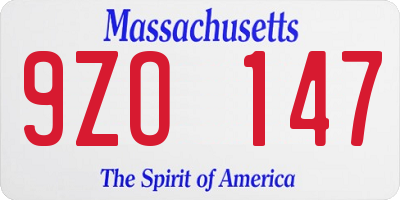 MA license plate 9ZO147