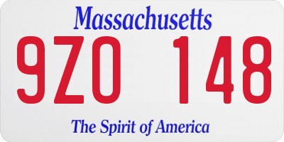 MA license plate 9ZO148