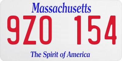 MA license plate 9ZO154