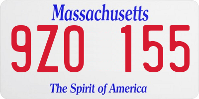 MA license plate 9ZO155