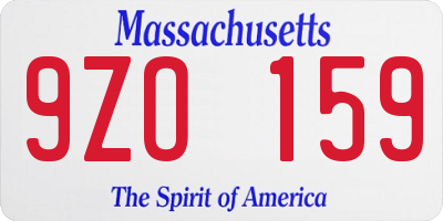 MA license plate 9ZO159