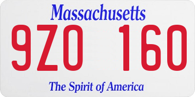 MA license plate 9ZO160