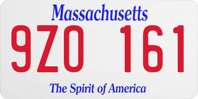 MA license plate 9ZO161