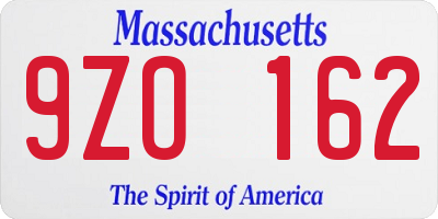MA license plate 9ZO162
