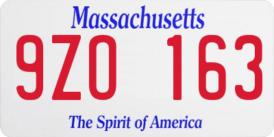 MA license plate 9ZO163