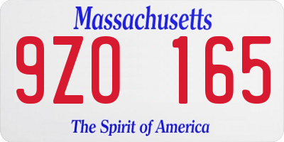 MA license plate 9ZO165