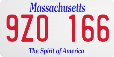 MA license plate 9ZO166