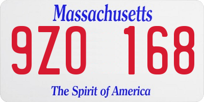 MA license plate 9ZO168