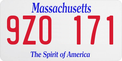 MA license plate 9ZO171