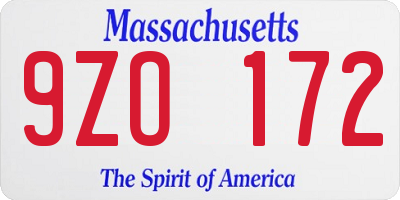 MA license plate 9ZO172