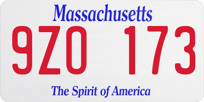MA license plate 9ZO173