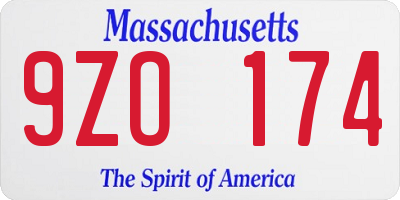 MA license plate 9ZO174