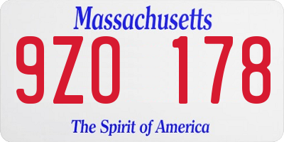 MA license plate 9ZO178