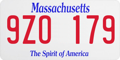 MA license plate 9ZO179