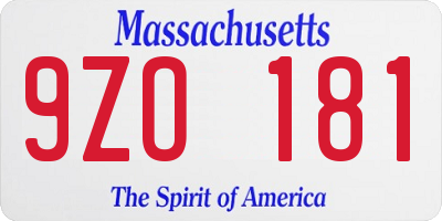 MA license plate 9ZO181