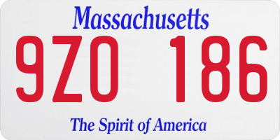 MA license plate 9ZO186