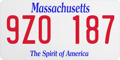 MA license plate 9ZO187