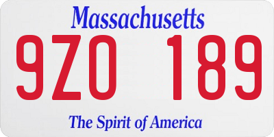 MA license plate 9ZO189