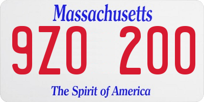 MA license plate 9ZO200