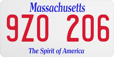 MA license plate 9ZO206