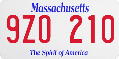 MA license plate 9ZO210