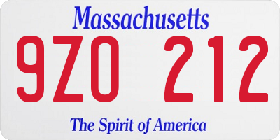 MA license plate 9ZO212