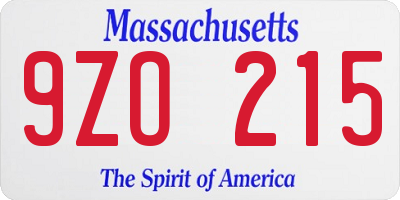 MA license plate 9ZO215