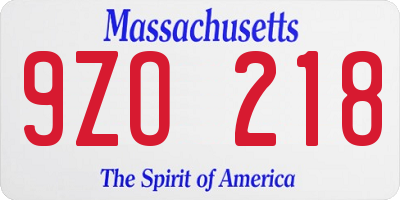 MA license plate 9ZO218