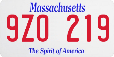 MA license plate 9ZO219