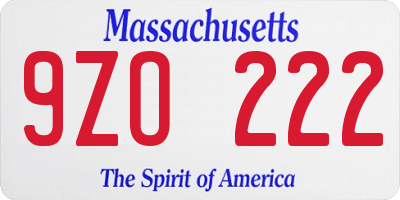 MA license plate 9ZO222