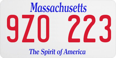 MA license plate 9ZO223